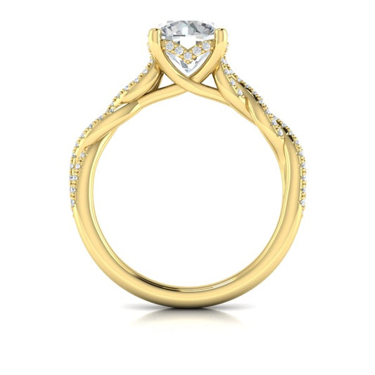 Twist Diamond Engagement Ring with Hidden Halo