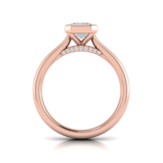 Veiled Emerald Cut Diamond Engagement Ring