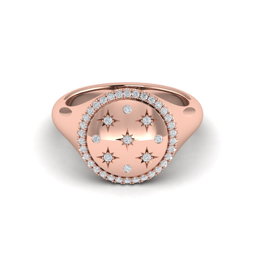 Star Diamonds and Bezel Signet Ring