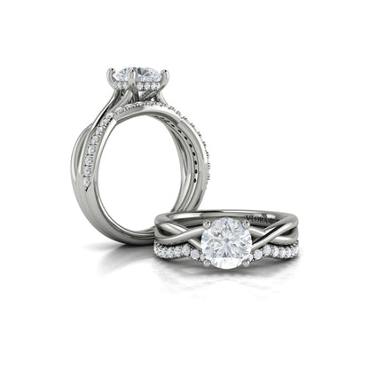 Round Solitaire, Hidden Halo Engagement Ring in Platinum by Vlora Bridal