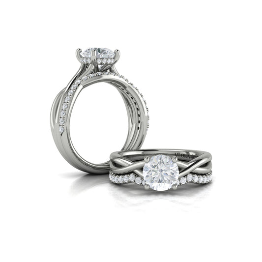Round Solitaire, Hidden Halo Engagement Ring in Platinum by Vlora Bridal