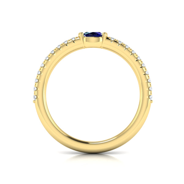 Diamond and Oval Sapphire Centerstone Ring