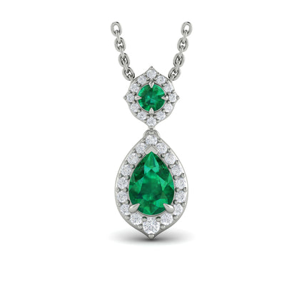 Tear Drop Emerald and Diamond Pendant