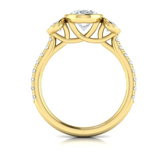 Trio Oval Bezel Engagement Ring