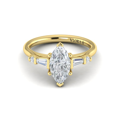 Poised Marquise Three-Stone Engagement Ring