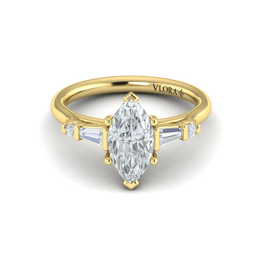 Poised Marquise Three-Stone Engagement Ring