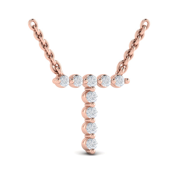 Diamond Alphabet Pendant Necklace, T