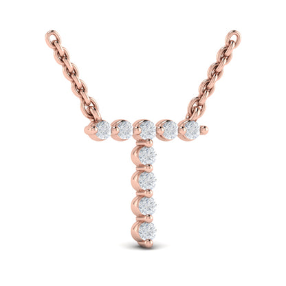 Diamond Alphabet Pendant Necklace, T