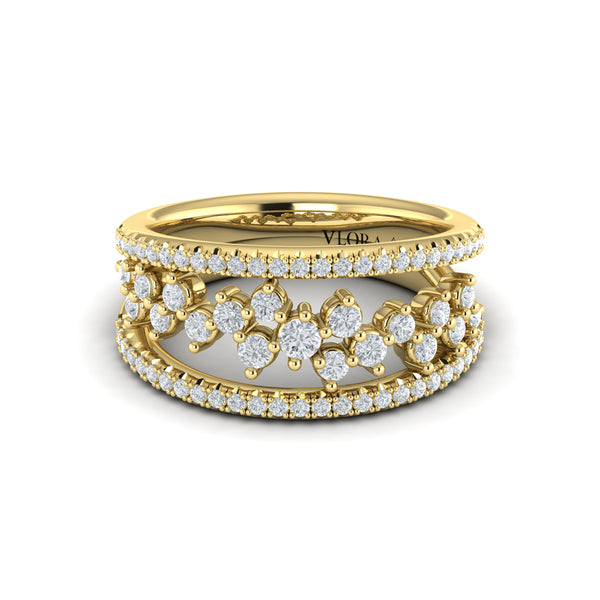 Floating Diamond Cluster Ring