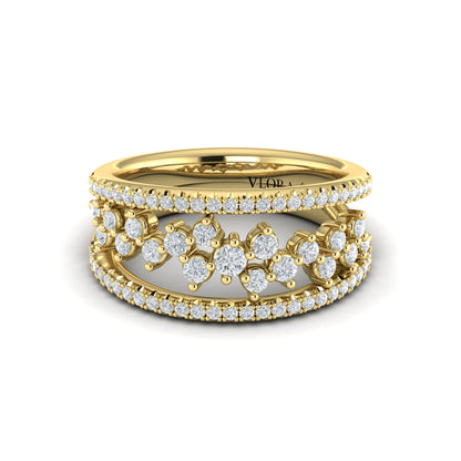 Floating Diamond Cluster Ring