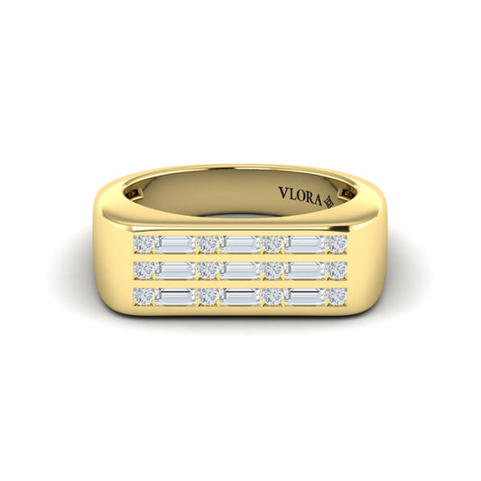 Diamond Baguette and Round Flat Top Ring