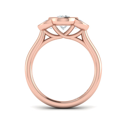 Golden Embrace Three-Stone Engagement Ring