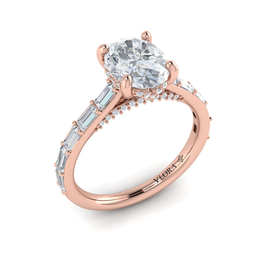 Serenity Oval Hidden Halo Engagement Ring