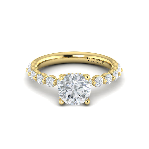 Classic Round Engagement Ring with Floating Diamond Band