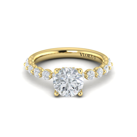 Classic Round Engagement Ring with Floating Diamond Band
