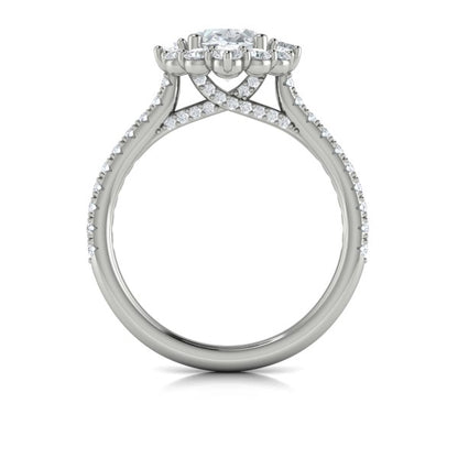 Oval Halo Engagement Ring in Platinum by Vlora Bridal