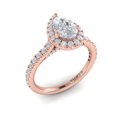 Pretty Pear Halo Engagement Ring