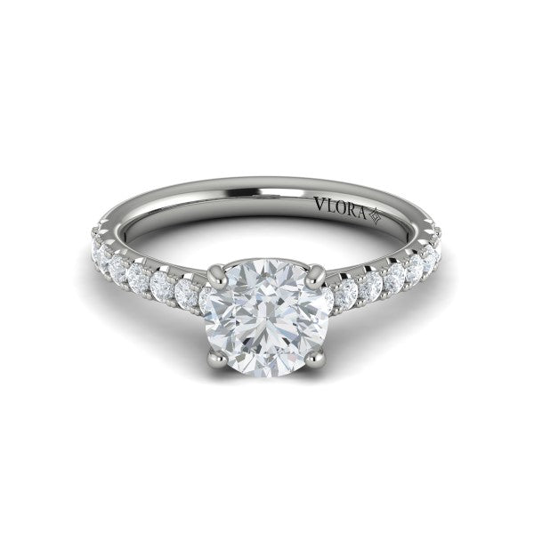 Round Classic Engagement Ring in Platinum by Vlora Bridal