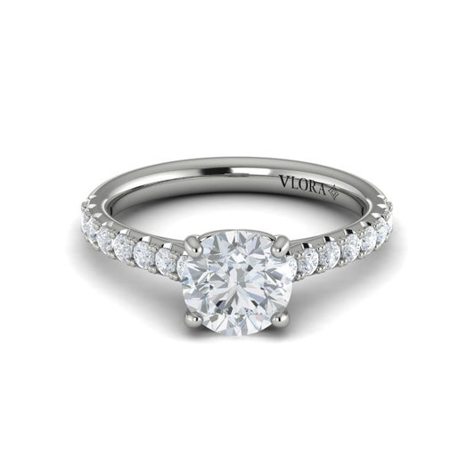 Round Classic Engagement Ring in Platinum by Vlora Bridal