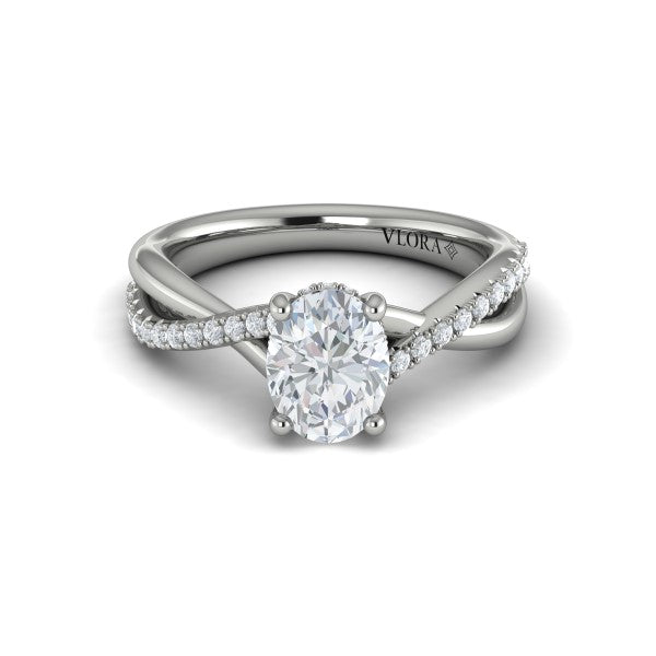 Entwined Oval Hidden Halo Engagement Ring