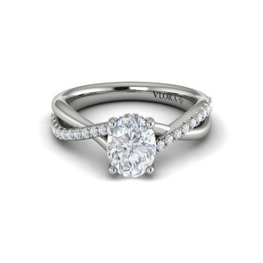 Entwined Oval Hidden Halo Engagement Ring