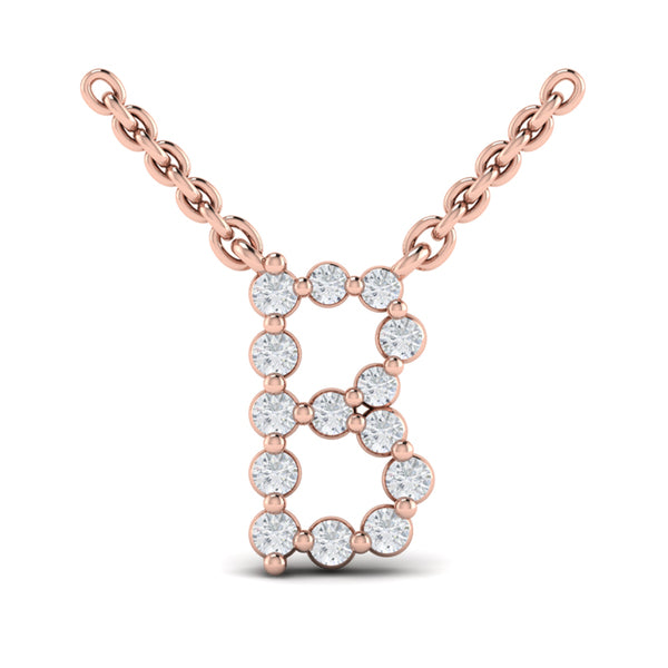 Diamond Alphabet Pendant Necklace, B