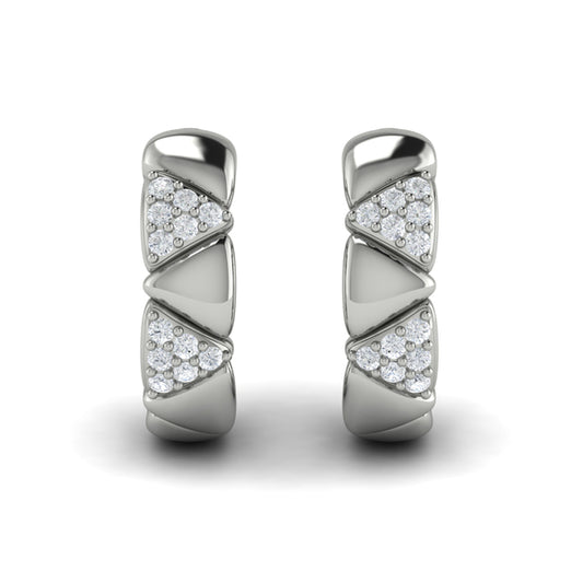 Double Diamond Trinity Huggie Earrings