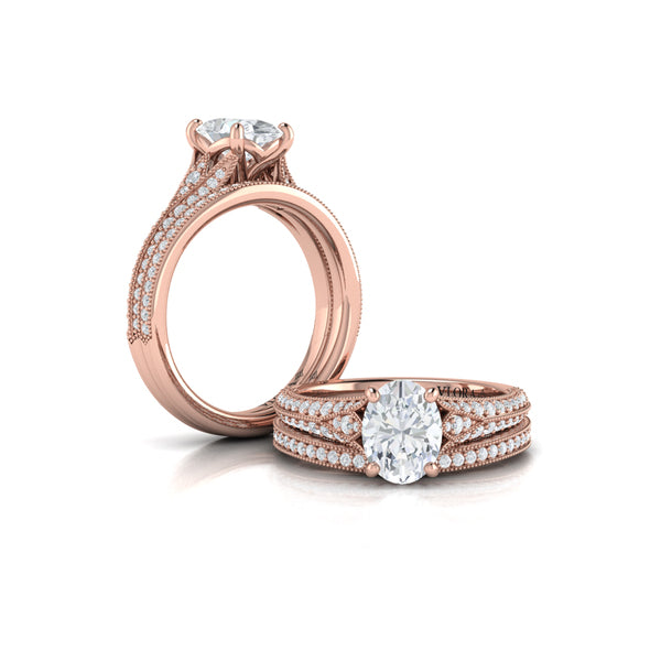Matching Bands Wedding Band in 14K Rose Gold by Vlora Bridal