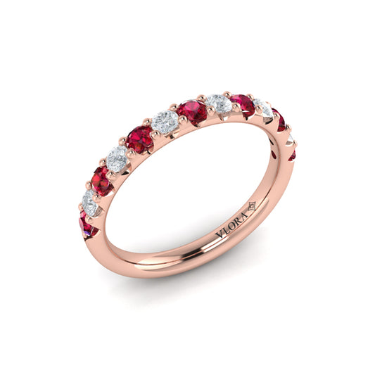 Ruby and Diamond Stackable Band
