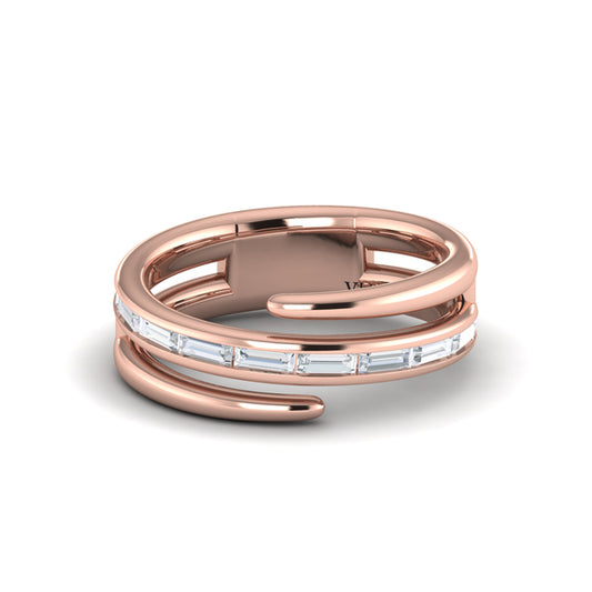 Center Diamond Baguette Open Wrap Ring