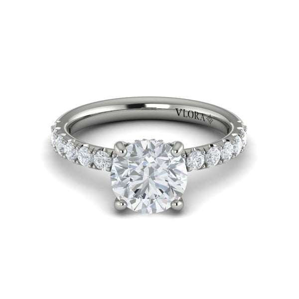 Round Classic Engagement Ring in Platinum by Vlora Bridal