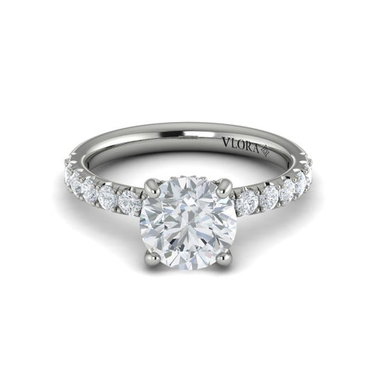 Round Classic Engagement Ring in Platinum by Vlora Bridal