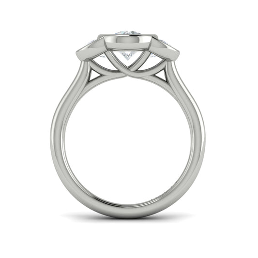 Golden Embrace Three-Stone Engagement Ring
