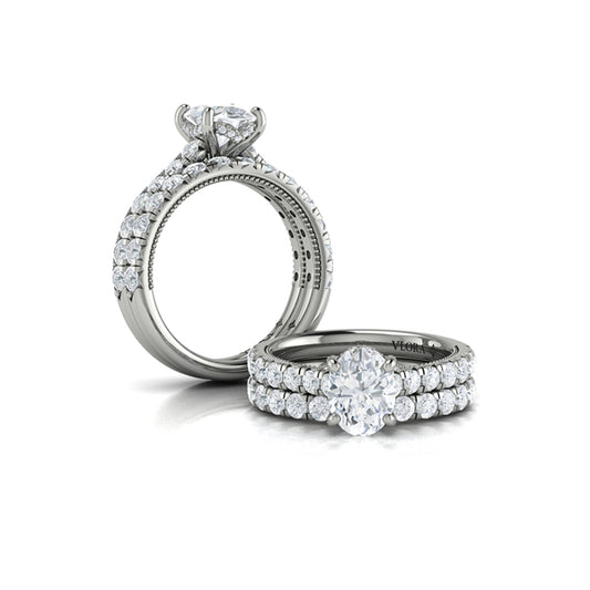 French Cathedral Oval Hidden Halo Engagement Ring