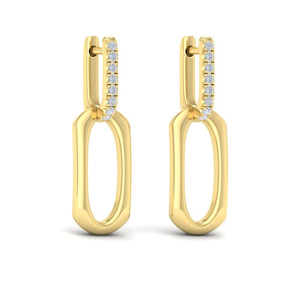 Diamond Accent North South Open Oval Pendant Link Earrings