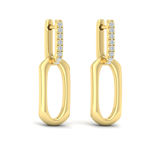 Diamond Accent North South Open Oval Pendant Link Earrings