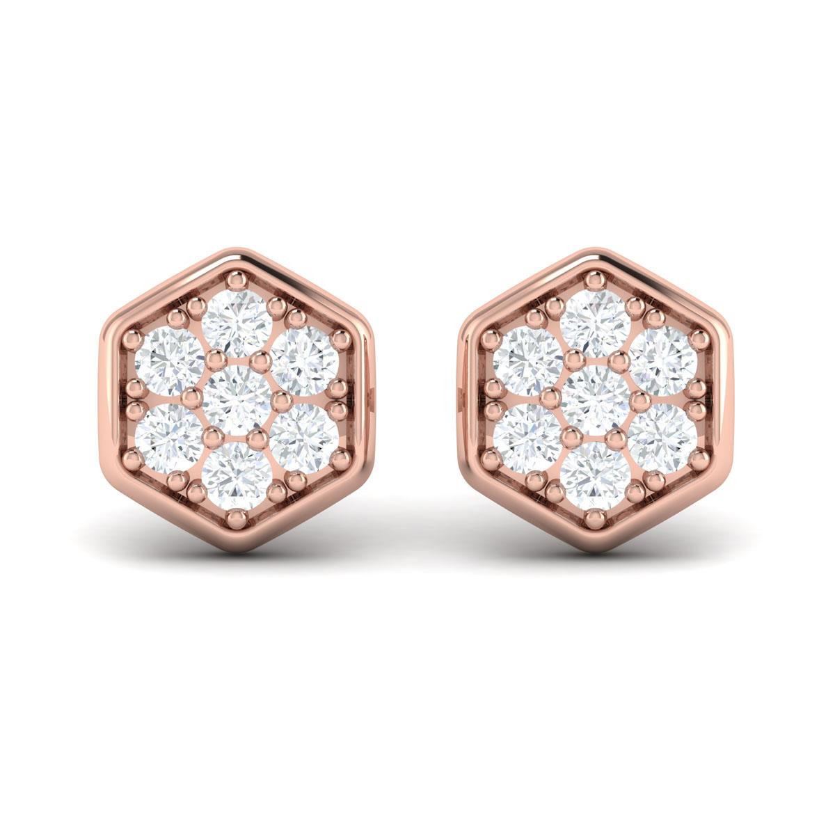 Diamond Cluster Honeycomb Stud Earrings