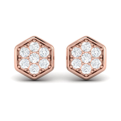 Diamond Cluster Honeycomb Stud Earrings