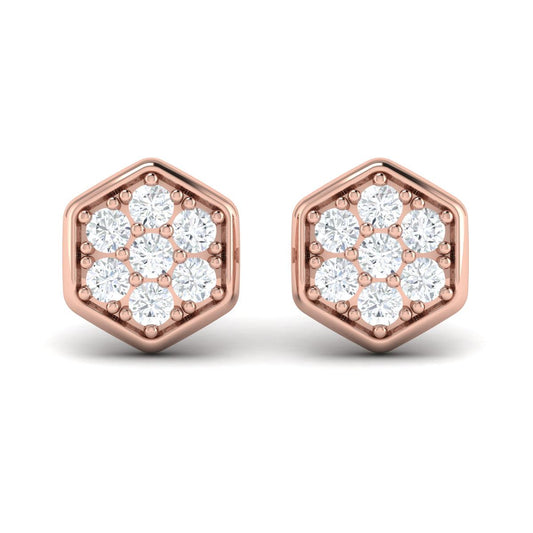 Diamond Cluster Honeycomb Stud Earrings