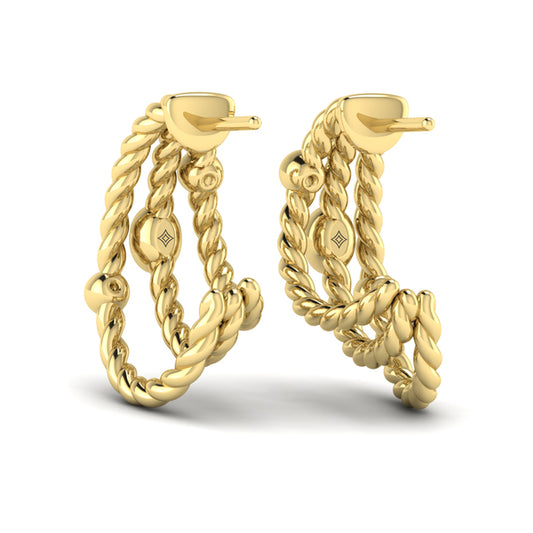 Bezel Set Diamond Rope Hoop Earrings
