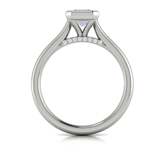 Singular Emerald Cut Bezel Engagement Ring