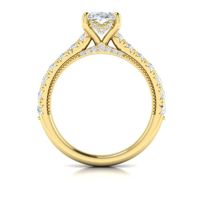 French Cathedral Oval Hidden Halo Engagement Ring