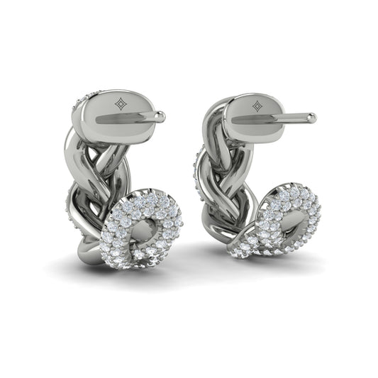 Alternating Diamond Twist Huggie Hoop Earrings