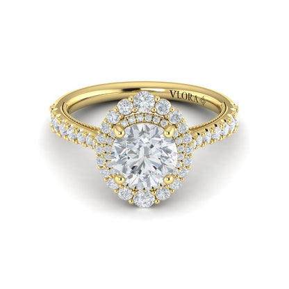 Cathedral Arch Double Halo Round Engagement Ring