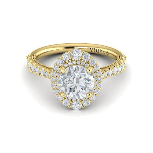 Cathedral Arch Double Halo Round Engagement Ring