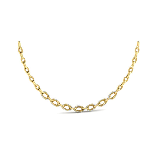 Open Navette Silhouette wtih Diamonds Necklace