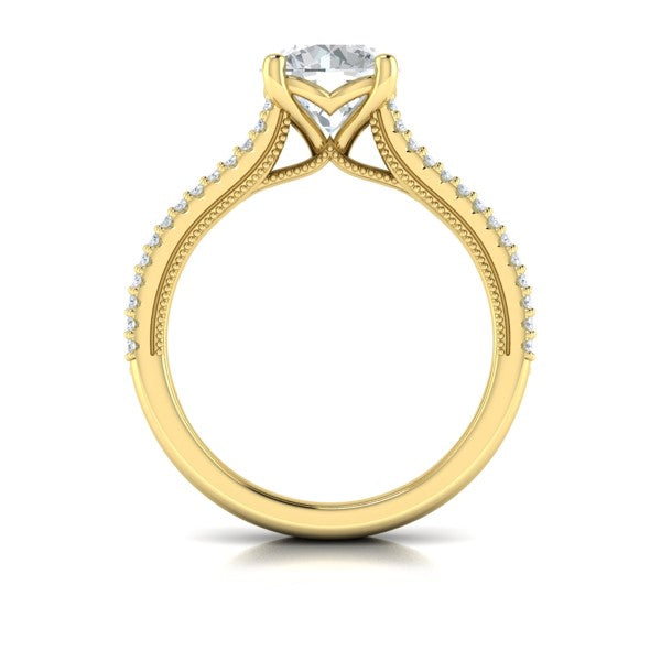 Bold Cathedral Round Diamond Engagement Ring
