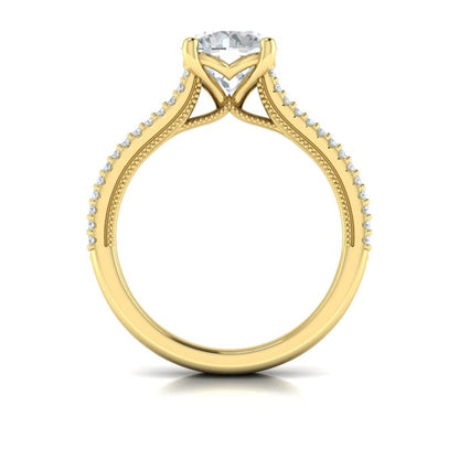Bold Cathedral Round Diamond Engagement Ring