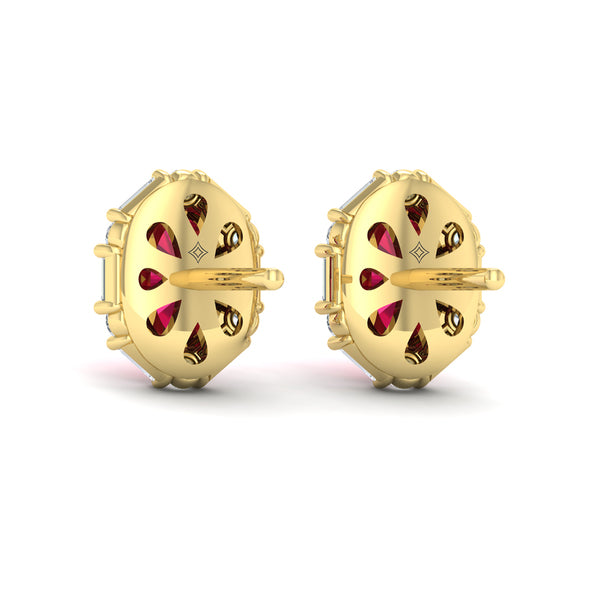 Oval Ruby and Diamond Baguette Earrings