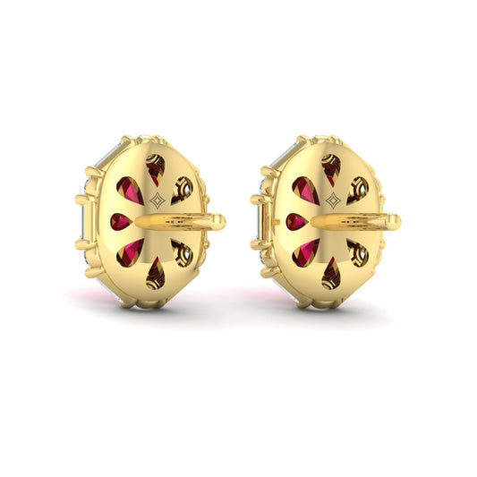 Oval Ruby and Diamond Baguette Earrings